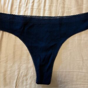 Victoria's Secret Dark Blue Lace Thong